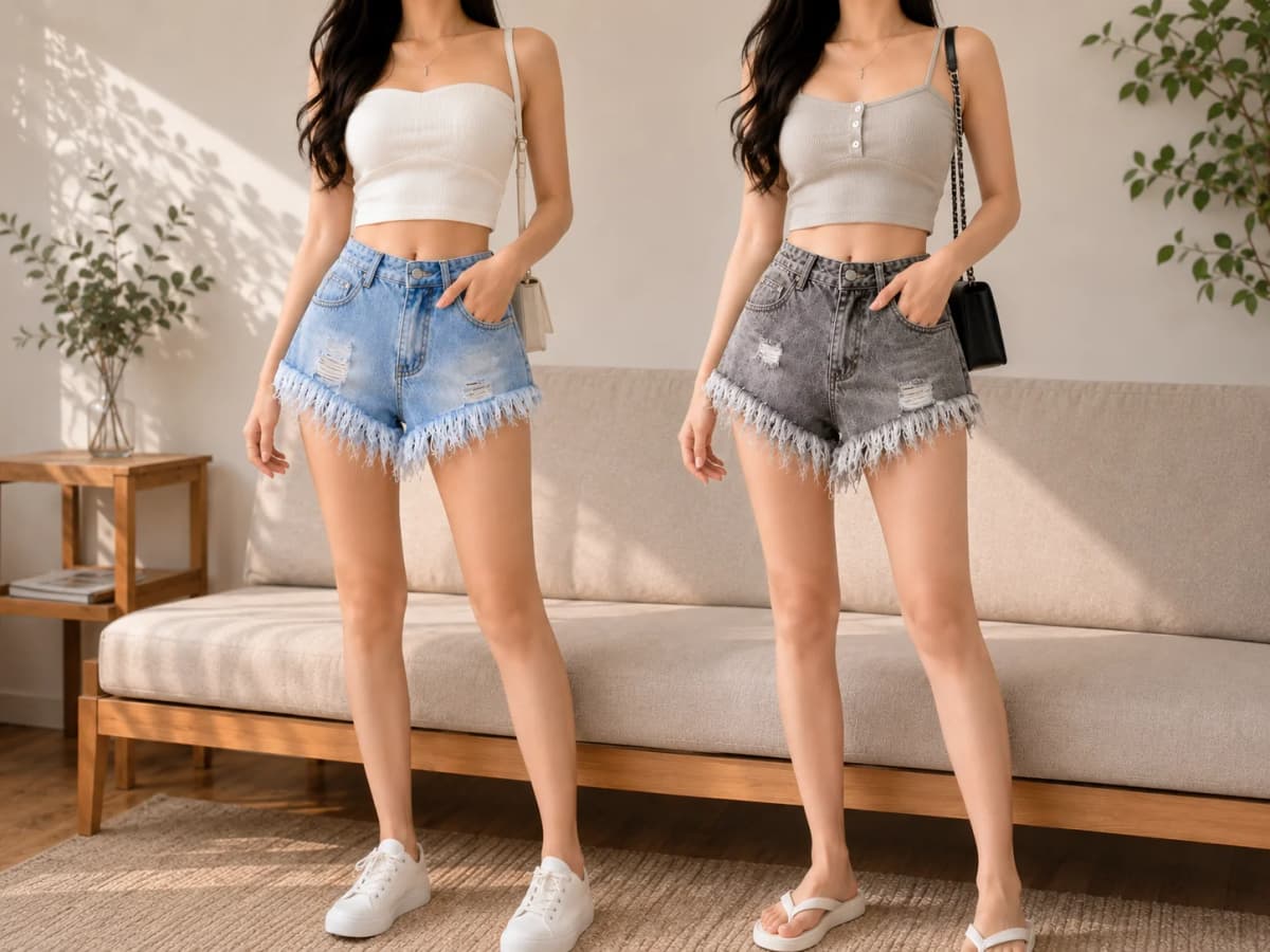 Frayed Denim Shorts