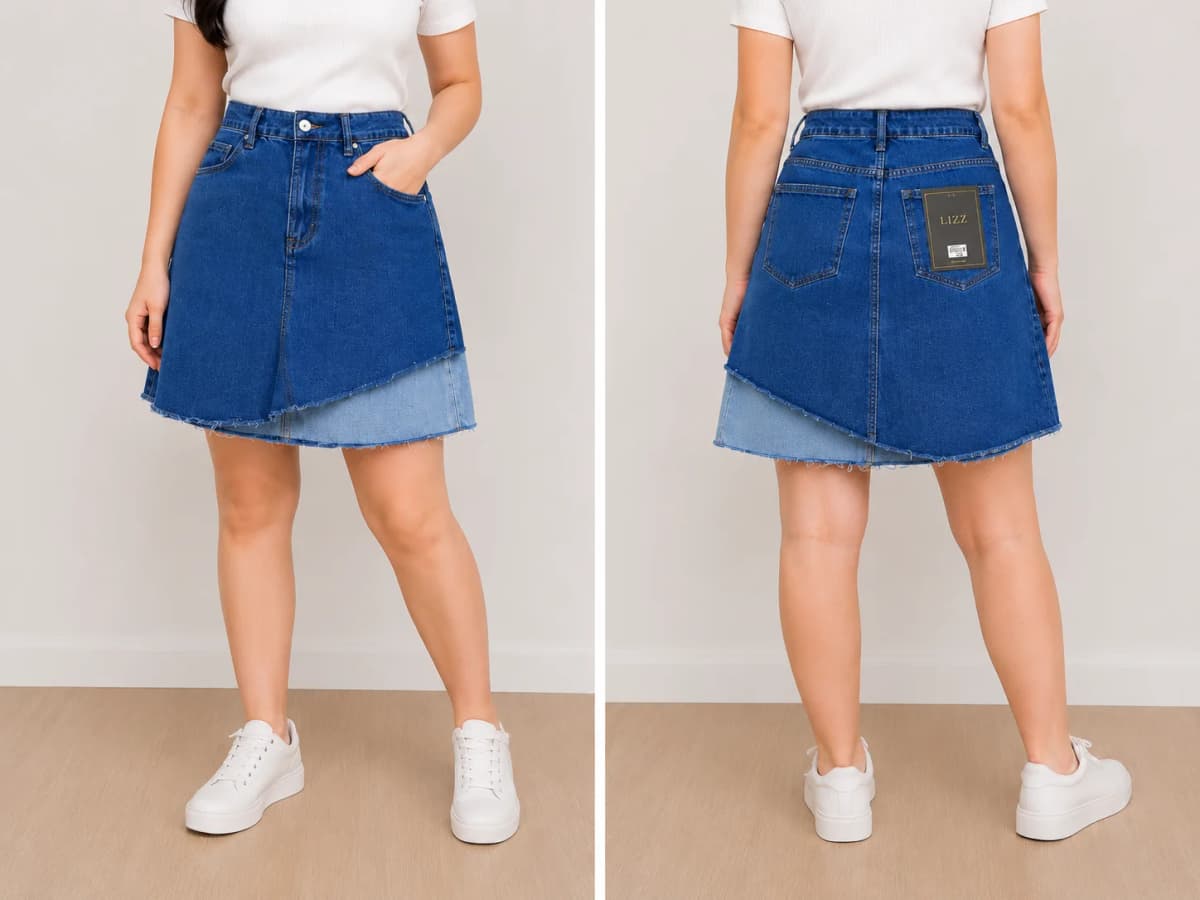 Asymmetrical Denim Skirt
