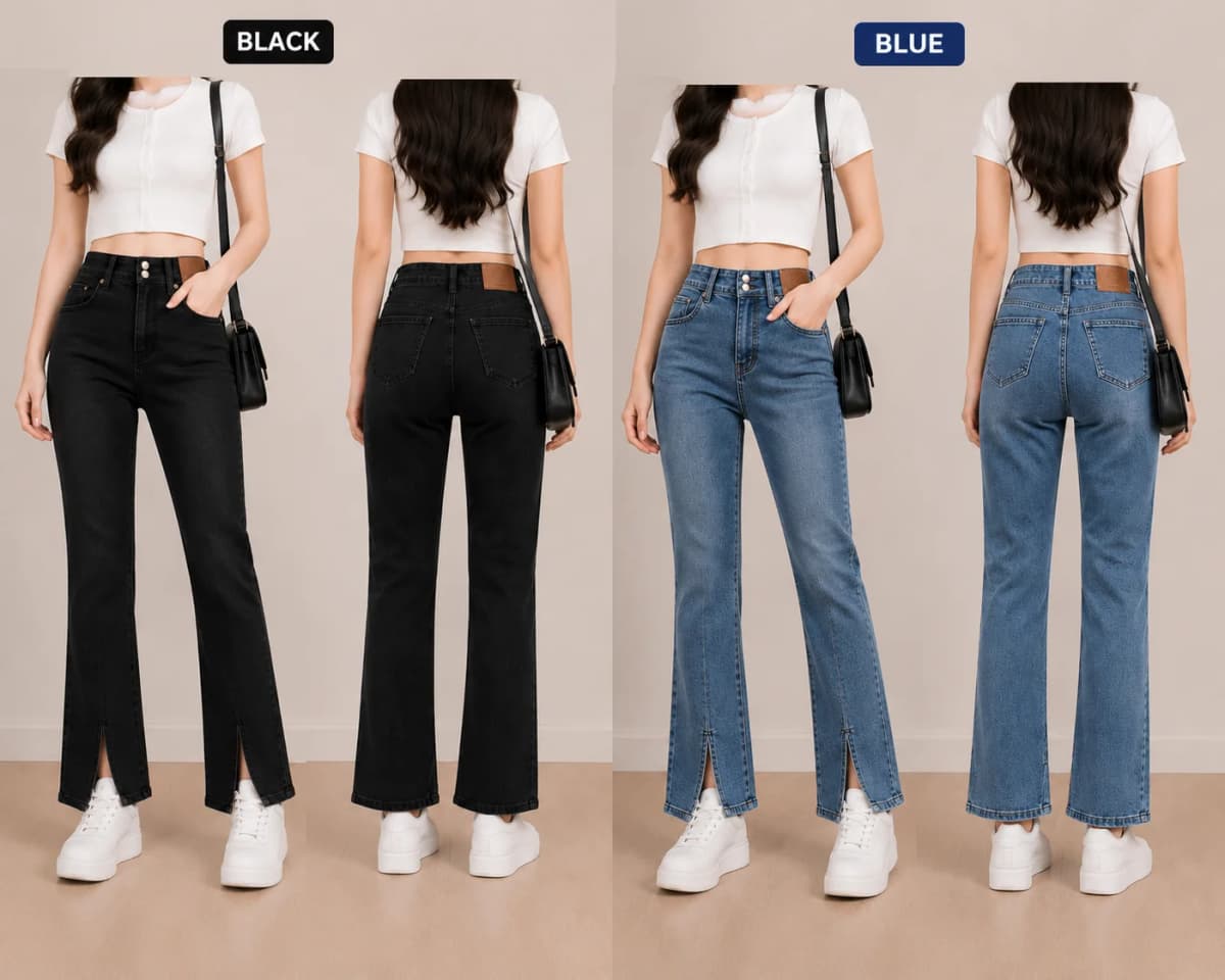 Front-Slit Straight Jeans